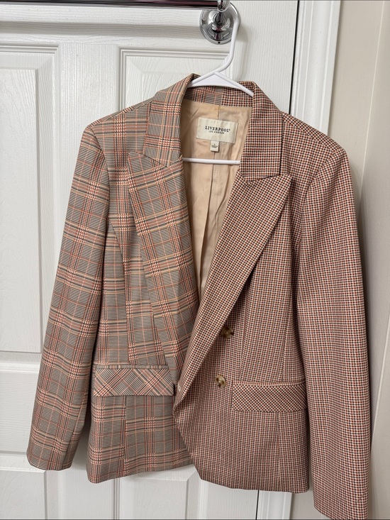Liverpool Jackets & Blazers - Liverpool Women’s Blazer in Brown Plaid & Tan Houndstooth